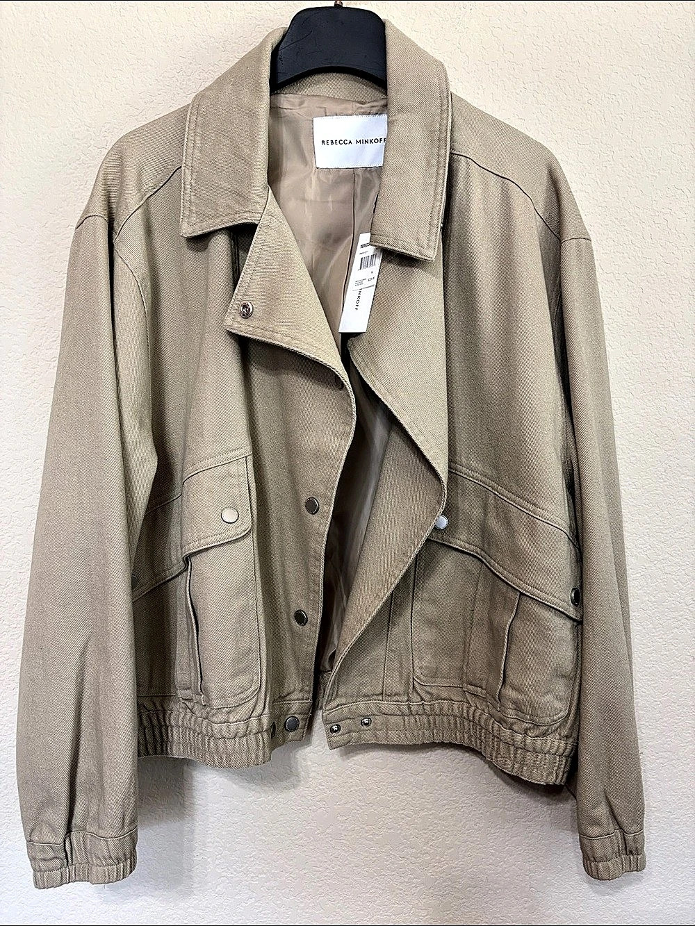 Rebecca Minkoff Utility Jacket in Beige Size Large NWT